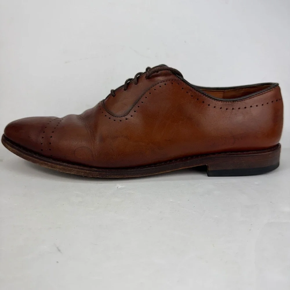 Allen Edmonds Vernon Oxford Mens 9.5 E Brown Leather Cap Toe Brogue Shoes
